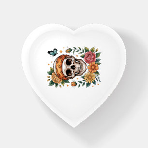 Skull Floral Halloween Spooky Paperweight