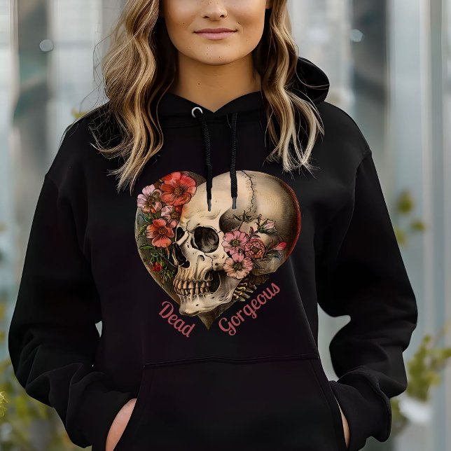 Skull Floral Heart Spooky Design Hoodie (Creator Uploaded)