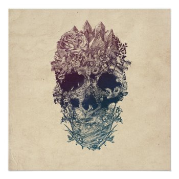 Skull Floral Poster by ikiiki at Zazzle
