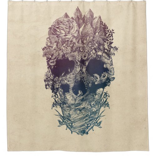 Skull Floral Shower Curtain