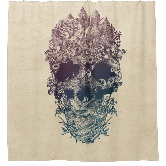 Skull Floral Shower Curtain (Front)