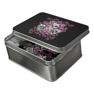 Skull floral, skeleton watercolor pink ,Halloween. Jigsaw Puzzle
