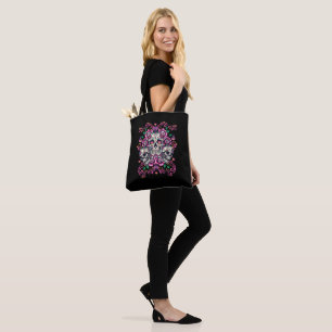 Skull floral, skeleton watercolor pink ,Halloween. Tote Bag