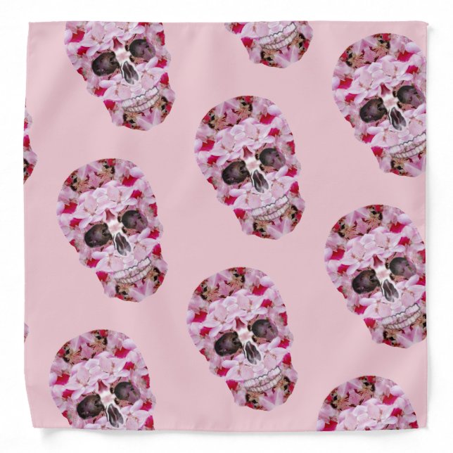 Skull, Floral skulls Bandana (Front)