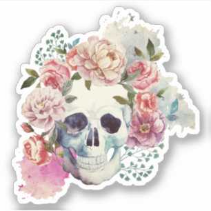 Skull floral sticker