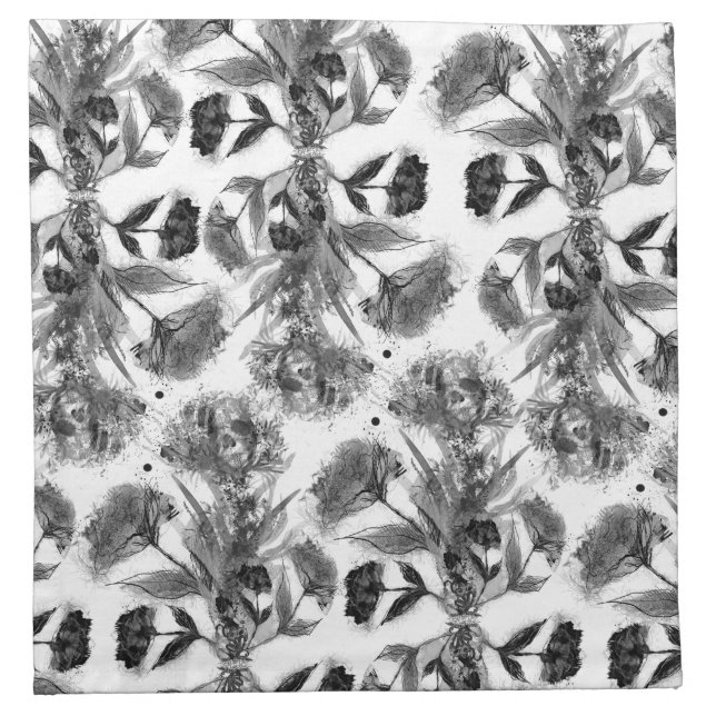 Skull Flower Design Cloth Napkin (Front)