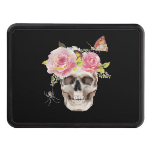 Skull Flowers Butterfly Spider Halloween Gift Hitch Cover
