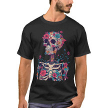 Skull flowers Graphic Dark Aesthetic Gothic TShirt