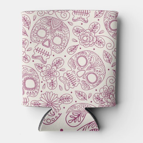 Skull Flowers Mexican Day Seamless Can Cooler