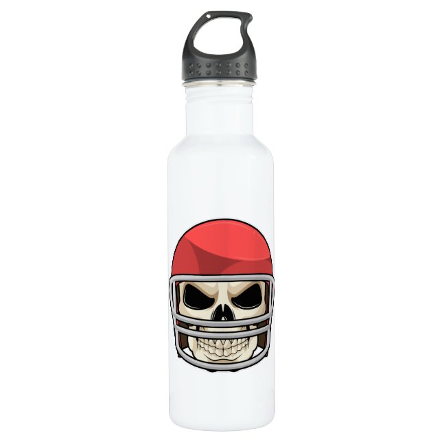 Skull Football Helmet Stainless Steel Water Bottle (Front)
