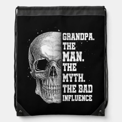 Skull for Men Grandpa Dad Funny Gift for Fathers Drawstring Bag