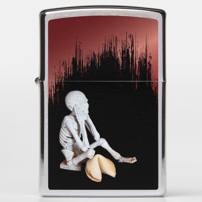 Skull Fortune Cookie Good Luck Zippo Lighter (Front)