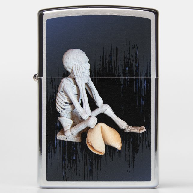 Skull Fortune Cookie Lucky Skull Zippo Lighter (Front)