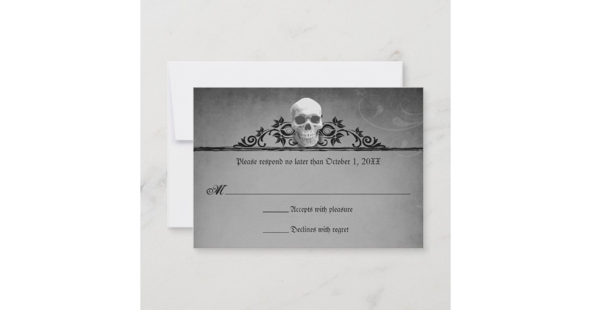 Skull Frame Halloween Wedding Reply Rsvp Zazzle Com