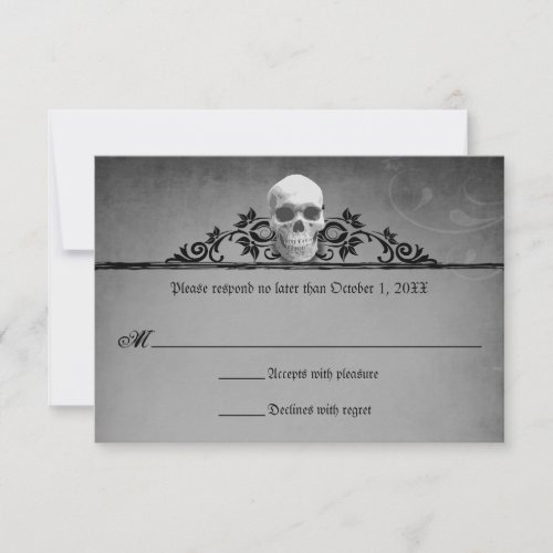Skull Frame Halloween Wedding Reply RSVP