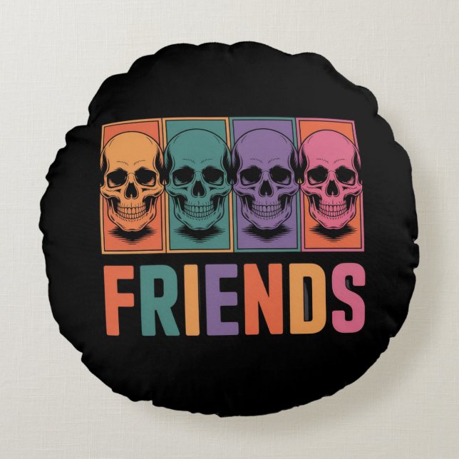Skull Friends Round Pillow (Front)