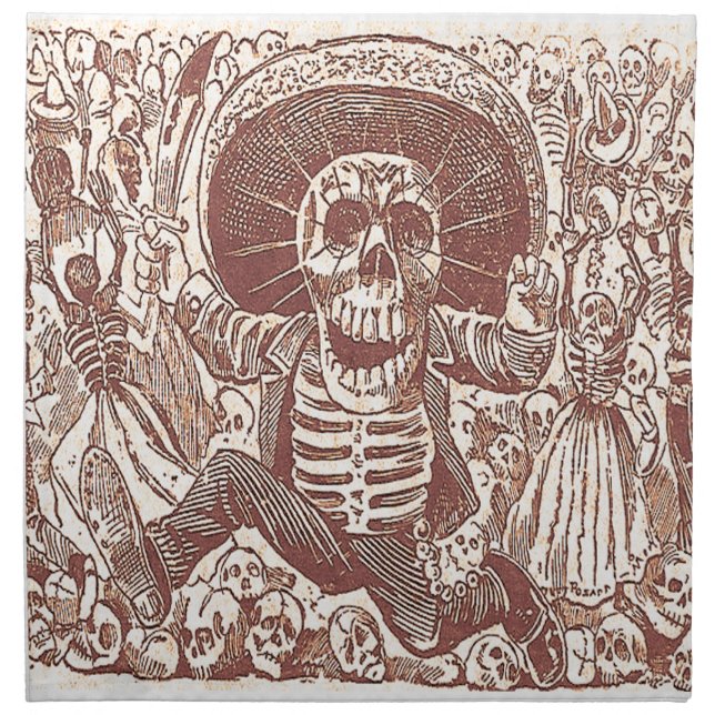 Skull from Oaxaca, La Calavera Oaxaqueña Cloth Napkin (Front)