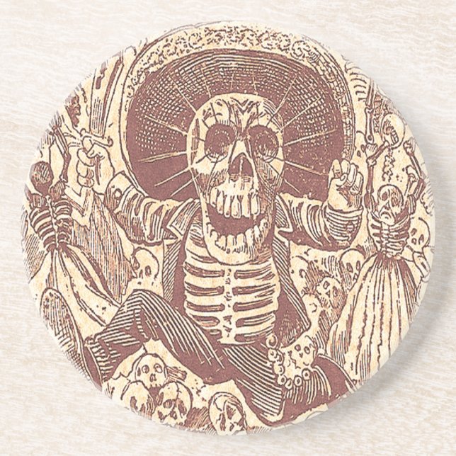 Skull from Oaxaca, La Calavera Oaxaqueña Drink Coaster (Front)