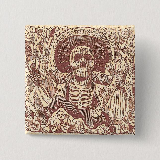 Skull from Oaxaca, La Calavera Oaxaqueña Pinback Button (Front)