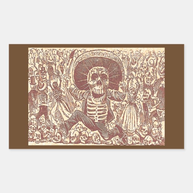 Skull from Oaxaca, La Calavera Oaxaqueña Rectangular Sticker (Front)