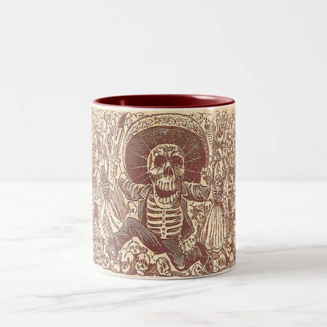Skull from Oaxaca, La Calavera Oaxaqueña Two-Tone Coffee Mug (Center)