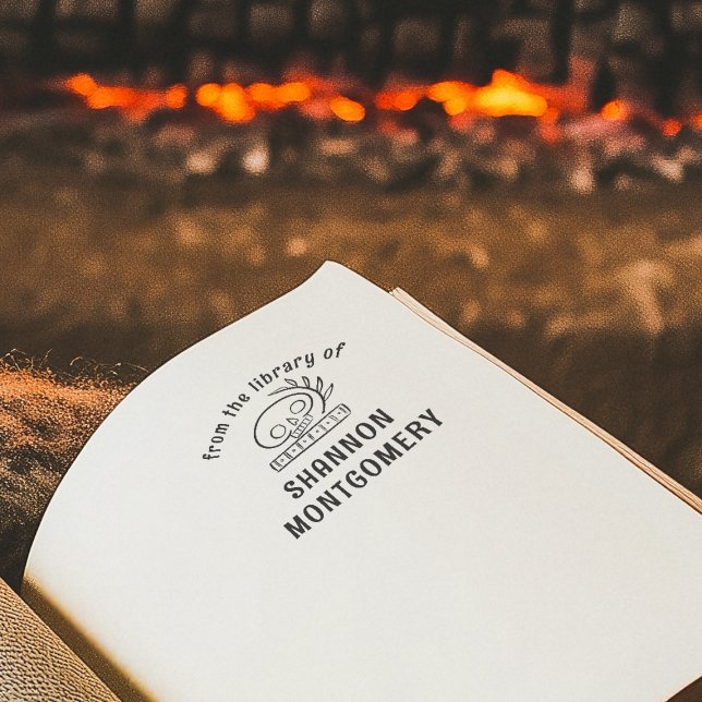 Skull From The Library Of Your Name Book Self-inking Stamp (Stamp Mock-up)