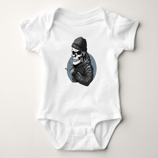 Skull funky  baby bodysuit (Front)