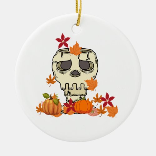 skull funny autumn mug ceramic ornament
