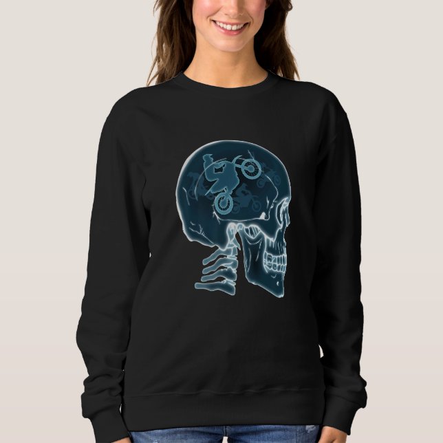 Skull Funny Motocross Extreme sport Rider bike bik Sweatshirt (Front)