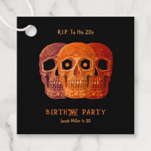 Skull Funny Orange Gothic Birthday RIP To His 20s Favor Tags