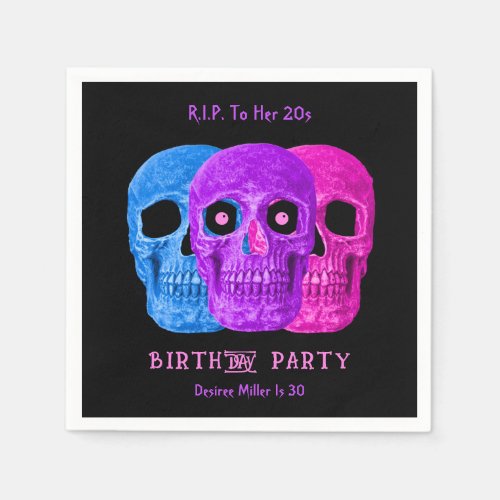 Skull Funny Purple Gothic Birthday RIP To His 20s Napkins