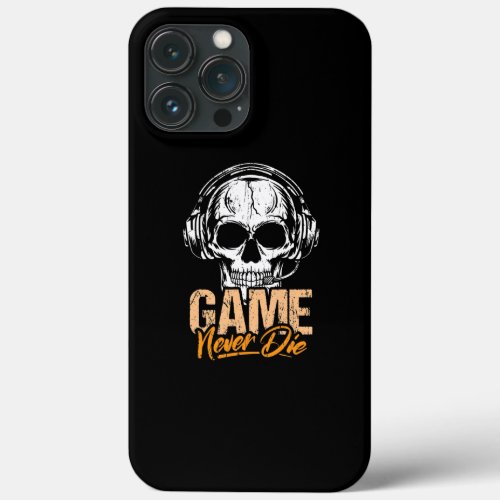 Skull Gamer Game Never Die Distressed Video Games iPhone 13 Pro Max Case