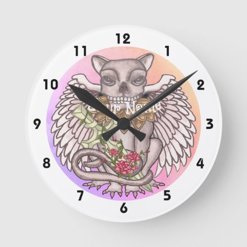 Skull Gargoyle custom name clock