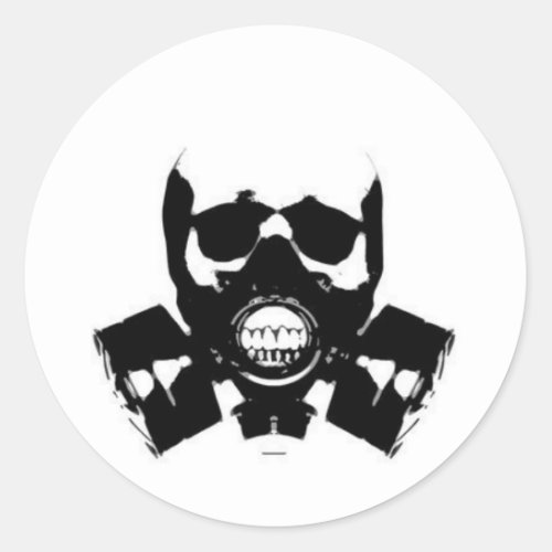 skull_gas_mask_bones classic round sticker