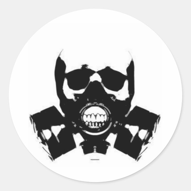 skull-gas-mask-bones classic round sticker (Front)
