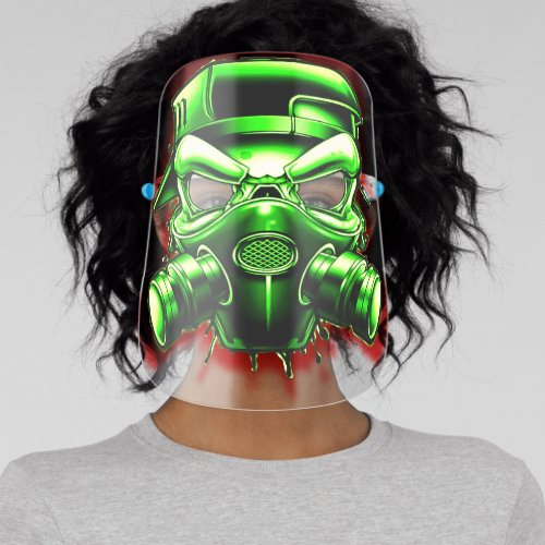 Skull  Gas Mask Face Shield _ Green