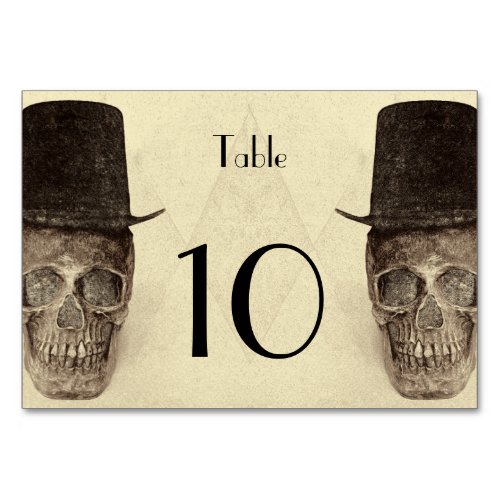 Skull Gay Mr And Mr Vintage Retro Sepia Wedding Table Number