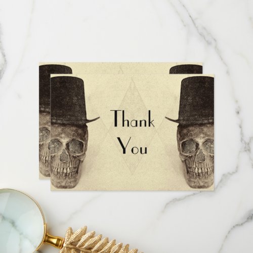 Skull Gay Mr And Mr Vintage Retro Sepia Wedding Thank You Card