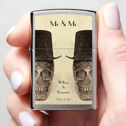 Skull Gay Mr And Mr Vintage Sepia Retro Zippo Lighter