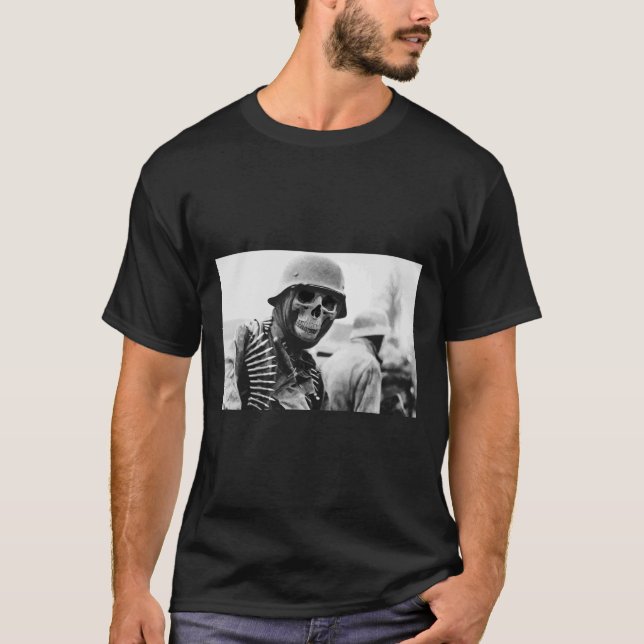 Skull German Soldier WW2 Sticker T-Shirt (Front)