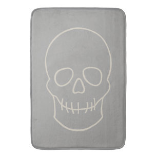 Skull - Ghost Grey and Bone White Bath Mat