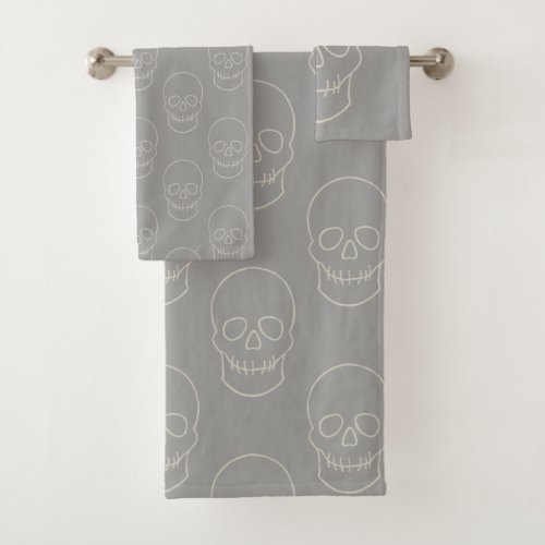 Skull _ Ghost Grey and Bone White Bath Towel Set