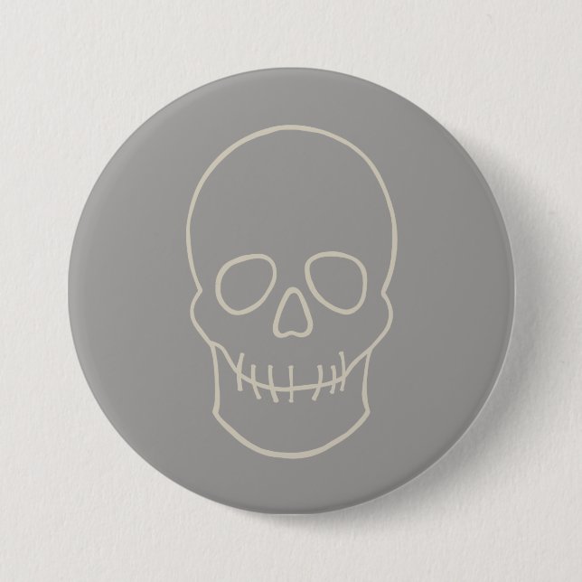 Skull - Ghost Grey and Bone White  Button (Front)