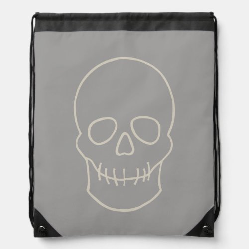 Skull _ Ghost Grey and Bone White  Drawstring Bag
