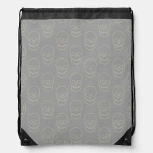 Skull - Ghost Grey and Bone White Drawstring Bag