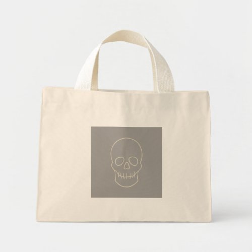 Skull _ Ghost Grey and Bone White Mini Tote Bag
