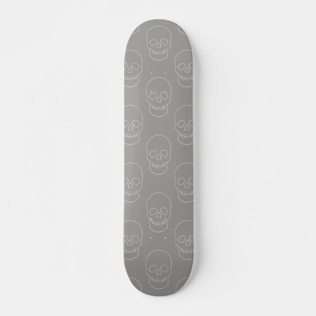 Skull - Ghost Grey and Bone White Skateboard (Front)