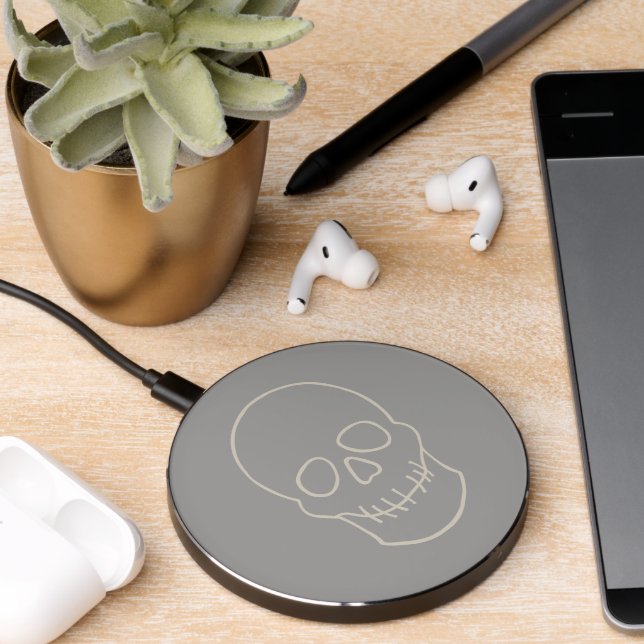 Skull - Ghost Grey and Bone White  Wireless Charger (Desk 2)
