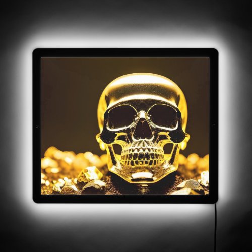 Skull Gold Illuminated Wall Art 