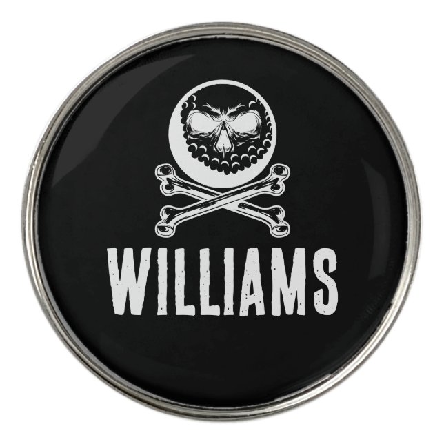 Skull Golf Ball And Crossbones Custom Name Marker (Front)